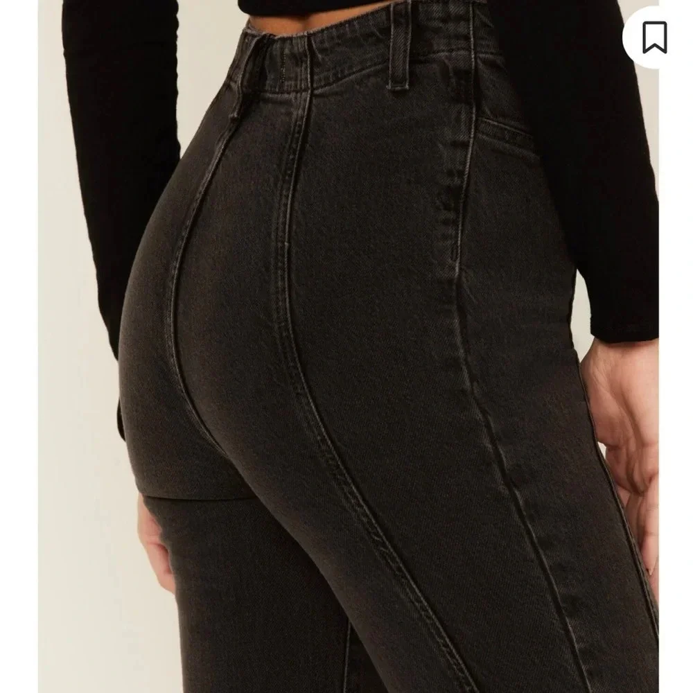 Free‎ People Florence Black Gray Flare Jeans